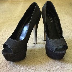 Aldo size 36 Women’s Black Glitter Stilettos